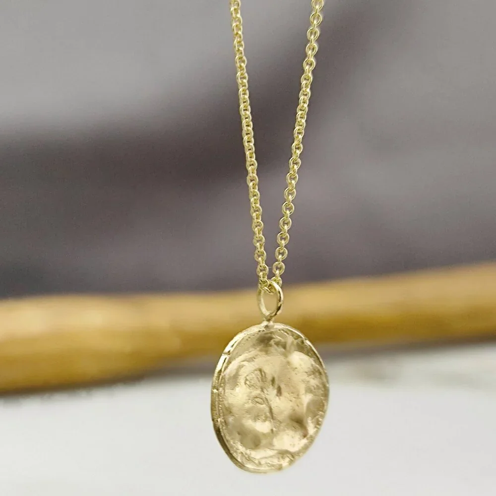 Gold necklace. 14 karat solid yellow gold necklace Raw pendant. Handmade pendant - Picture 9 of 15